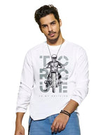 Bewakoof MenS Printed Regular Fit Full Sleeve Round Neck Cotton T-Shirt_ 459653_White_L