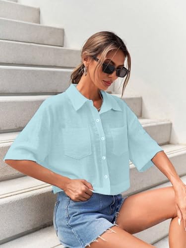 Toplot Shirt For Women || V-Collar Solid Crop For Woman || Half Sleeves For Women || Oversized Shirt For Woman (V-Crop-Shirt-518