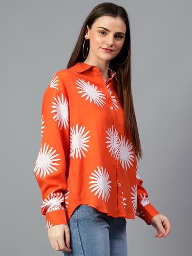 KOTTY Womens Oversized Cotton Blend Shirt(Multicolor,S)