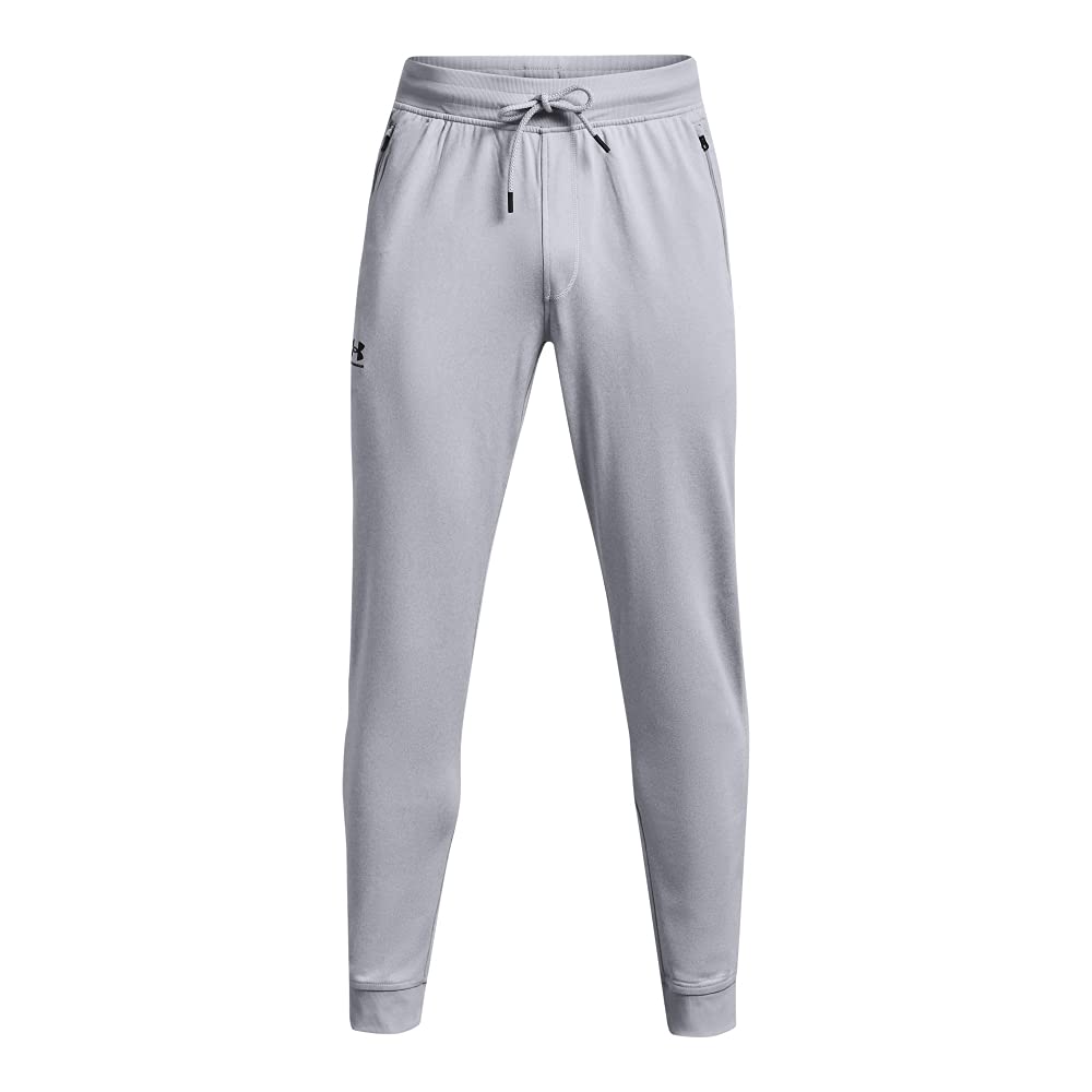 Under Armour Men's Tricot Joggers, Mod Gray Full Heather (011)/Black, X-Large