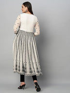 ANNI DESIGNER Womens Cotton Blend Anarkali Chikankari Embroidered Kurti (Dori Kali White_S_White_Small)