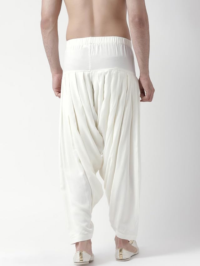 Kisah Mens Patiala, Rayon Solid Dyed Off White Patiala Pant For Men, 40
