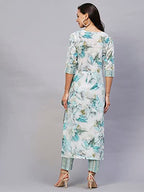 ANNI DESIGNER Womens Cotton Blend Straight Floral Printed Kurta and Pant (PS-RAMA-Green-SM_XXL_Green_XX-Large)