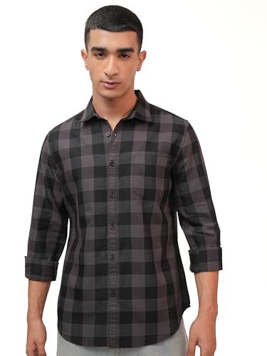 Ketch Men Long Sleeve Semi Fit Khsh001766 Grey Xl