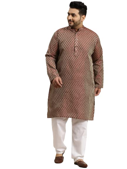Sojanya Plus (Since 1958) MenS Jacquard Silk Maroon Self Design Only Long Kurta -Size: 54