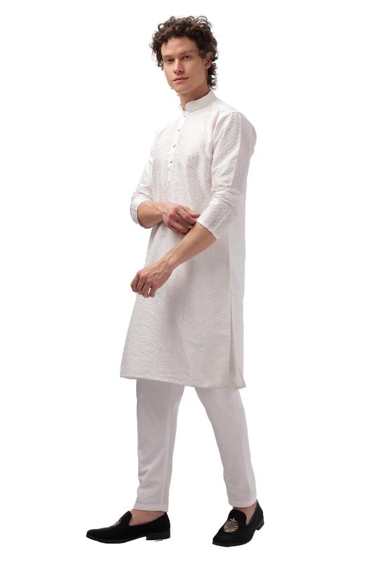 Be Active MenS Cotton Blend Regular Kurta (My0013-Kr 1_White