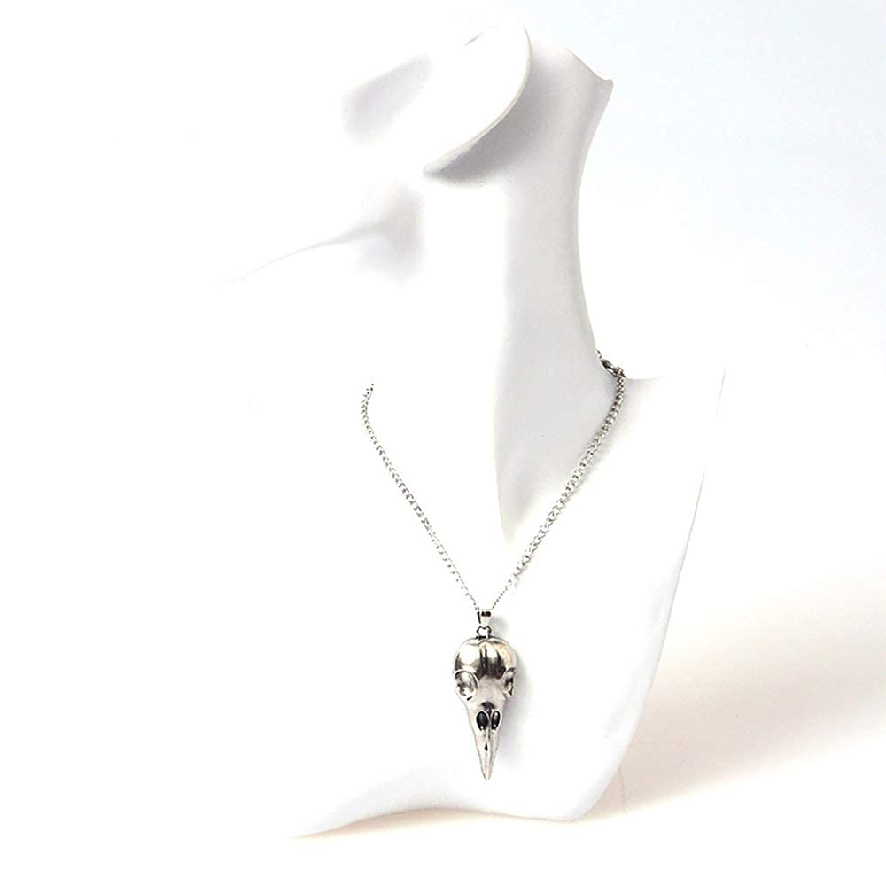 YOOESTORES82 Punk Metal Crow Skull Necklace. Hip Hop 3D Animal Bird Skull Pendant Necklace, Men Women Vintage Gothic Halloween J