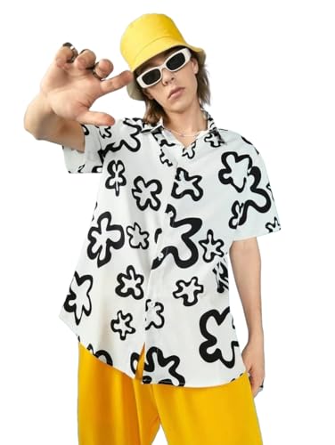 LookMark Mens Vibrant Printed Half Sleeve Loose Fit Casual Shirt in Cotton Blend  Perfect for Beach Days, Everyday Comfort, and
