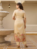 Wedani Viscose Assam Silk Kurta Set for Women Cream
