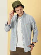 Thomas Scott Checkered Slim Fit Spread Collar Long Sleeve Casual Shirt for Mens