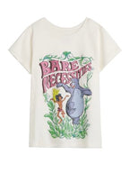 The Souled Store Official Jungle Book: Bare Necessities Girls Short Sleeves Round Neck White Graphic Printed Regular Fit Cotton 