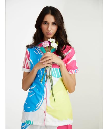 Noble Monk Women Night Suit Set Multicolor Graphic Print