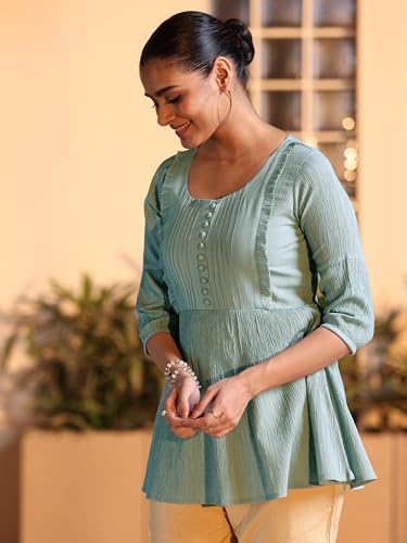 Libas WomenS Silk Blend Solid Regular Kurti (29135 Grey