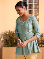 Libas WomenS Silk Blend Solid Regular Kurti (29135 Grey