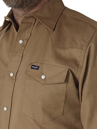 Wrangler mens Cowboy Cut Western Long Sleeve Snap Firm Finish work utility button down shirts, Rawhide, 3X-Large Tall US