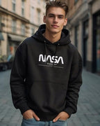Bewakoof X Official NASA Merchandise Mens I Need My Space Typography Polyester Hoodies - Oversized Fit, Hooded Neck - Full Slee