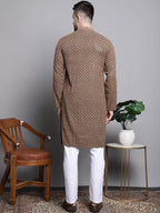 Jompers Mens Sequin Embroidered Pure Cotton Kurta With Pyjamas