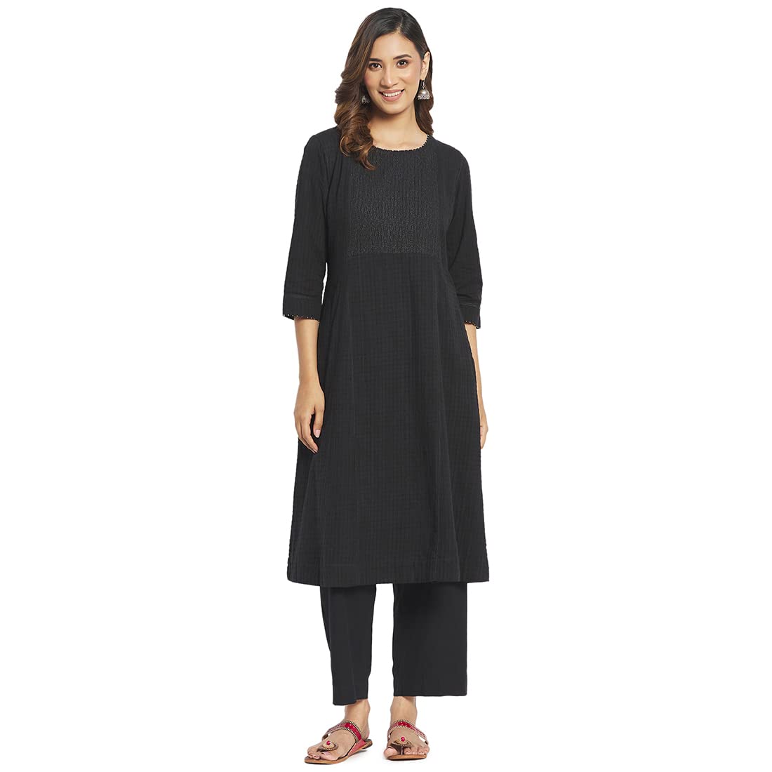 Fabindia Women Round Neck 2 Piece Kurta Set Cotton_S