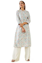 Soch Women Grey Linen Floral Kurta(Grey_L)