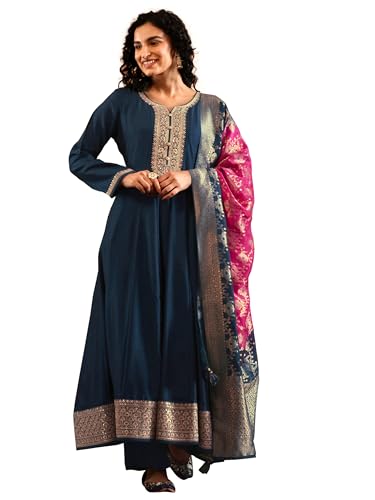 Libas Art Woven Design Silk Blend Anarkali Kurta Set For Women (49770Axxl)