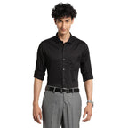 Turtle Men Cotton Solid Slim Fit Ceremonial Shirts Black