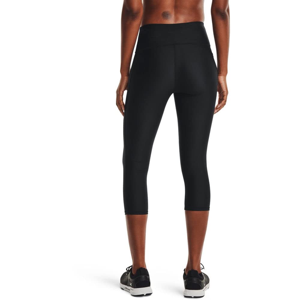 Under Armour Womens HeatGear Armour High Waisted Pocketed No-Slip Capri , Black (001)/White , Small