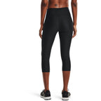Under Armour Womens HeatGear Armour High Waisted Pocketed No-Slip Capri , Black (001)/White , Small