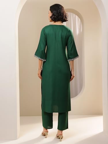 Libas Womens Woven Design Viscose Straight Kurta With Trousers