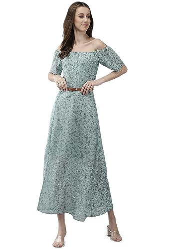 Aarika WomenS Georgette A-Line Ankle Length Dress (New_Dr-Aw-034_Green