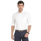 Turtle Men 100% Cotton White Dobby Slim Fit Full Sleeve Formal Shirt