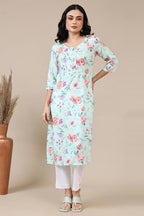 Aurelia Women'S White Printed Georgette A-Line Kurta