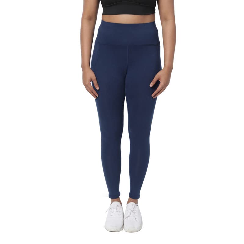Blissclub Women Groove-In Cotton Skinny Leggings | High Rise | Ankle Length | Adjustable Inner Drawcord | 2 Deep Side Pockets | 