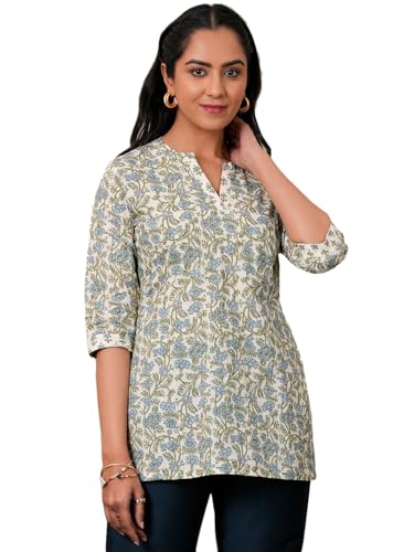 Libas Women'S Pure Cotton Printed Straight Kurtis (26869_Off White