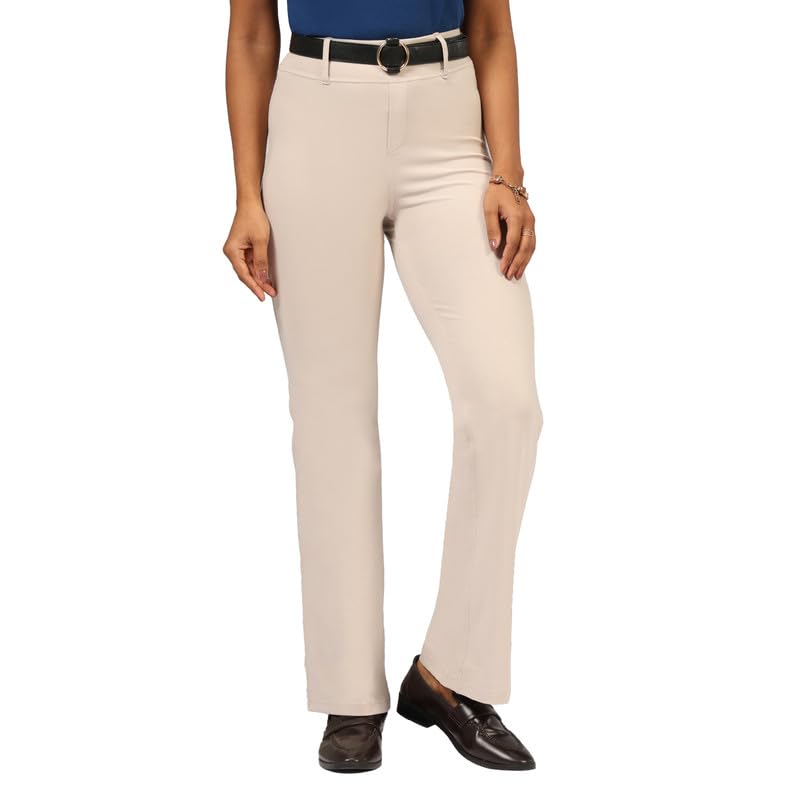 BlissClub AM:PM Air Flare Trousers Cotton for Women Above 55 ft Tall | Bootcut Trousers and Formal Pants for Women Office wear 