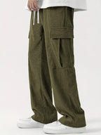 Greciilooks Cargo Joggers For Men  Cotton Loose Fit Utility Pants With 6 Pockets | Durable Outdoor & Hiking Trousers Green