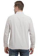 Turtle Men Khadi Slim Fit Heather Grey Checkered Full Sleeve Casual Shirt