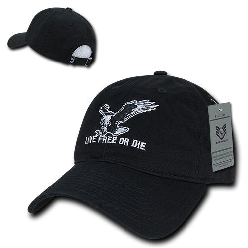 Relaxed Graphic Cap,Live Free or Die,Black