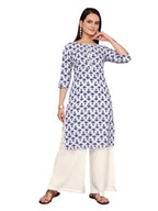 Rangita Off White Rayon Straight Printed Knee Length Kurti | Kurta For Women_3Xl