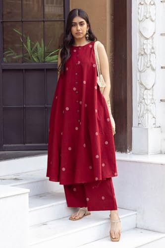 ANNI DESIGNER Womens Rayon Blend Straight Printed Kurta with Palazzo (DEEKSHA RED_XL_Red_X-Large)