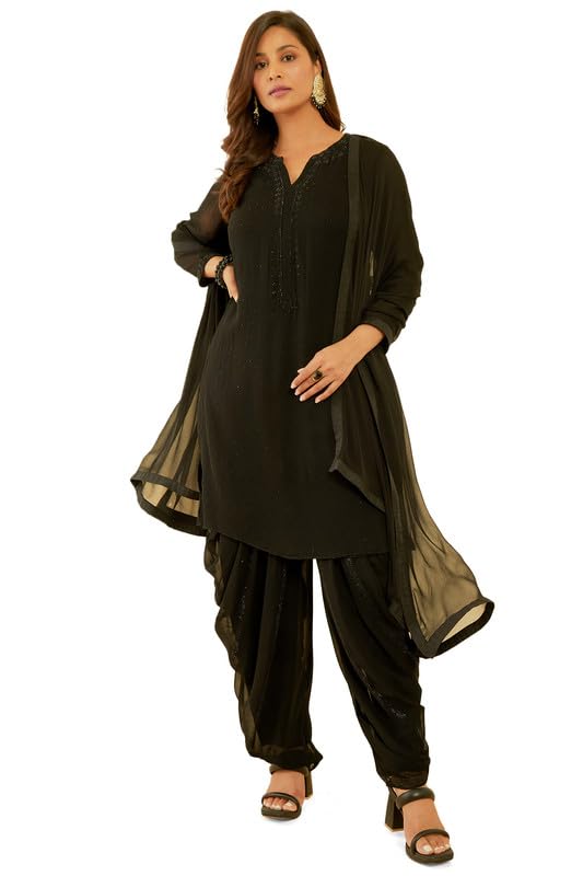 Soch Women Embellished Georgette Suit Set with Dupatta