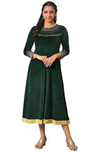 Aurelia Green Embroidered Anarkali Cotton Poly Kurta