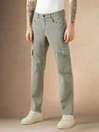 Dennis Lingo Mens Green Cotton Relaxed Fit Mid-Rise Casual Jeans DLMJNMJJ24008_SG