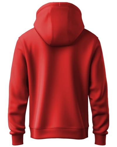 ADRO Men's Cotton Neck Hooded Sweatshirt (H21-M-NKY-RD_Red_2XL)
