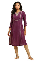 W For Woman Purple Embroidered Heavy Festive Kurta_24Auw19871-220624_L