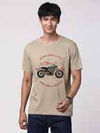 ADRO Mens Royal Bike Design Printed 100% Cotton T-Shirt - Regular Fit, Printed T-Shirts for Men (RN24-RYL-BE_Beige_2XL)