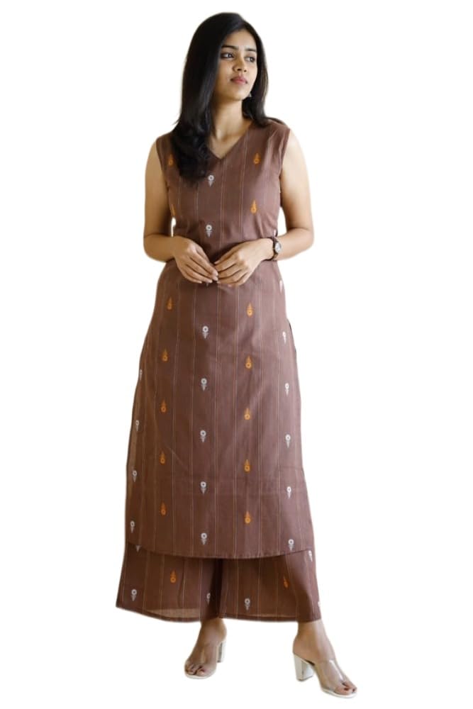 ANNI Designer Womens Viscose Straight Printed Kurta with Palazzo (Graham Brown_XXL_Brown_XX-Large)