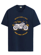 ADRO Mens Royal Bike Design Printed 100% Cotton T-Shirt - Regular Fit, Printed T-Shirts for Men (RN24-RYL-NB_Navy_S)