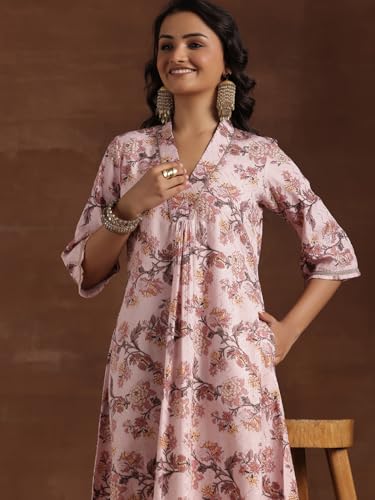Libas WomenS Cotton Printed A-Line Kurtas (29222_Pink