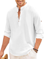 ROYALSCOUT Mens Regular Fit Solid Cotton Blend Straight Short Kurta | Full Sleeves Kurta White