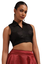 Soch Women Linen Solid Sleeveless Regular Fit Blouse